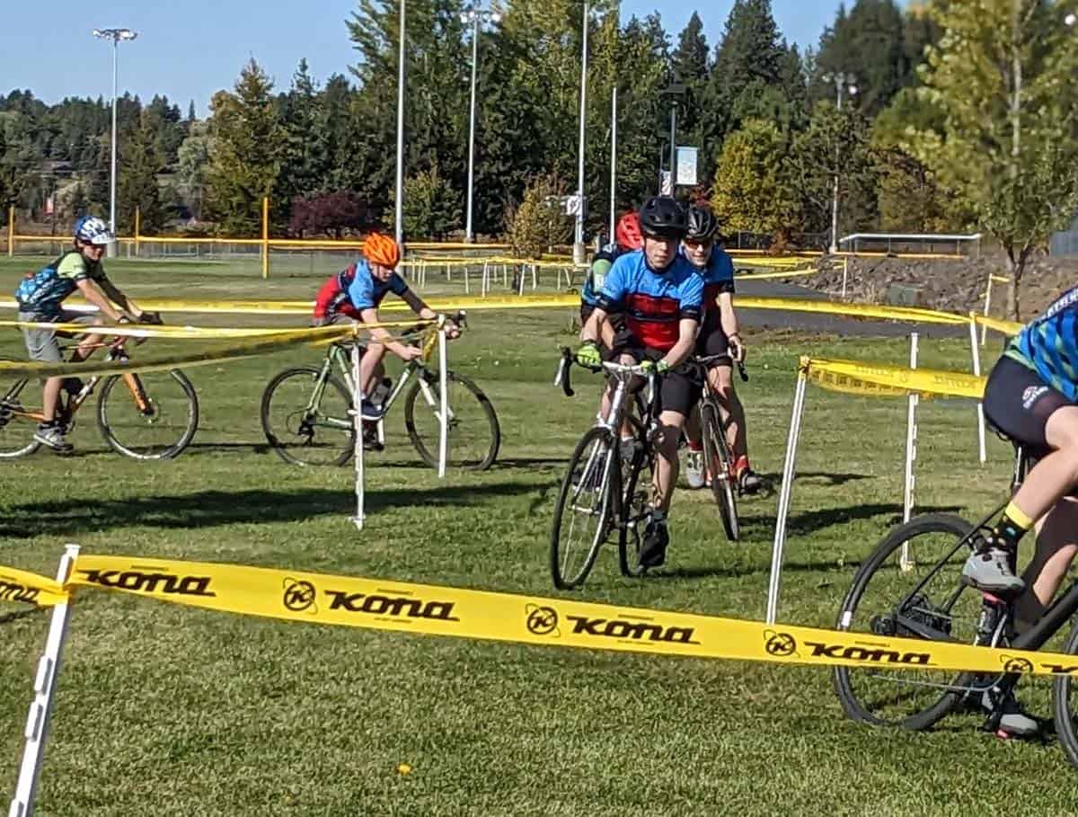 Cyclists racing in Cyclocross race