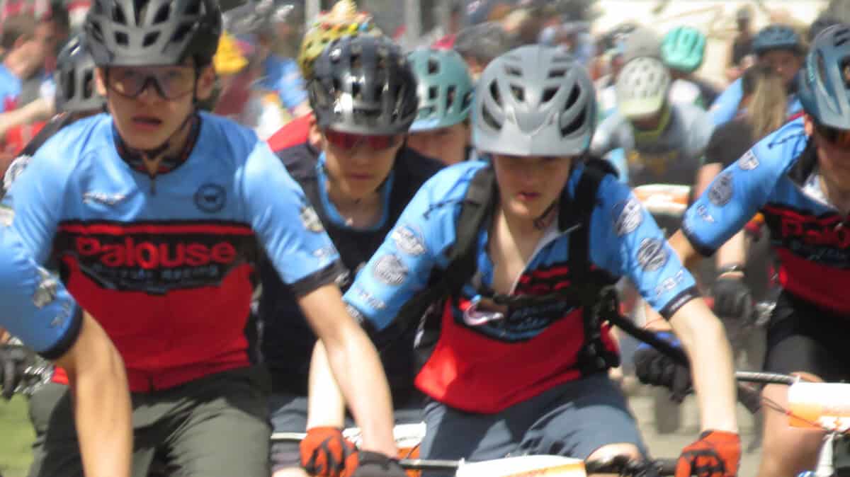 PBR cyclists in the pack at race