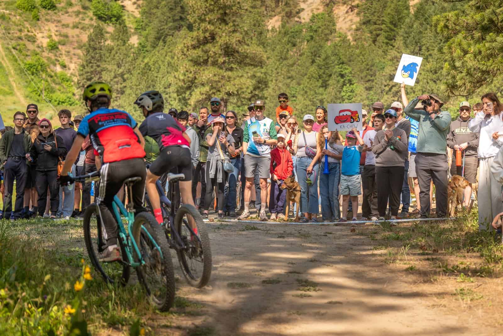 A Palouse Composite rider finishing through the crowd at the State Championships