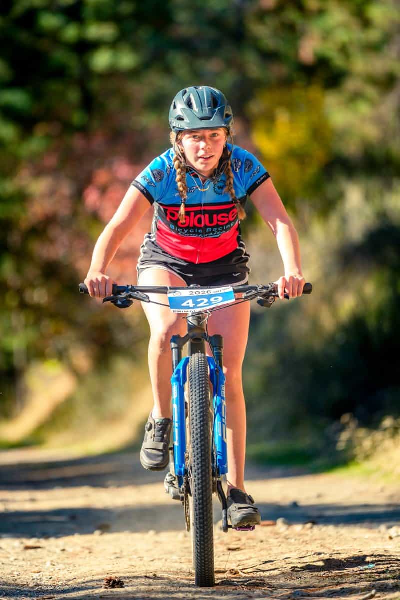 Palouse Composite rider in the team jersey at the Flying Horseshoe Fall Finale, 2026